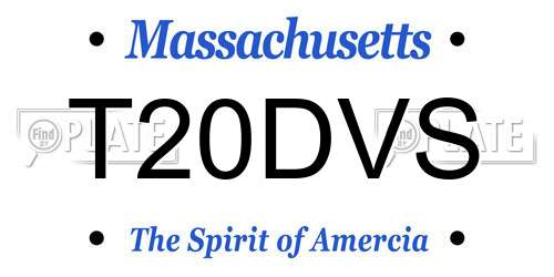 T20DVS Massachusetts License Plate