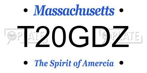 T20GDZ Massachusetts License Plate