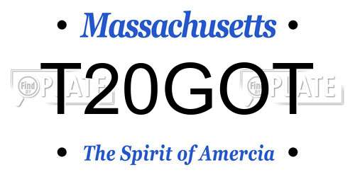 T20GOT Massachusetts License Plate