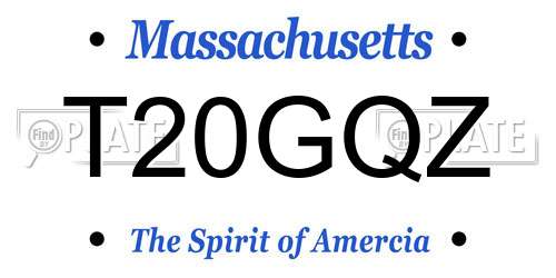 T20GQZ Massachusetts License Plate