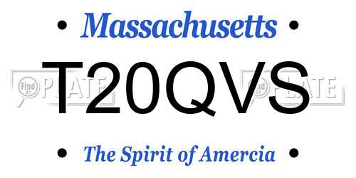T20QVS Massachusetts License Plate