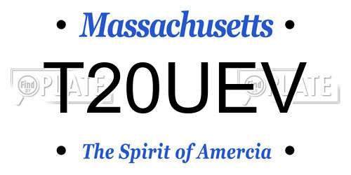 T20UEV Massachusetts License Plate