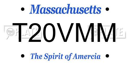 T20VMM Massachusetts License Plate