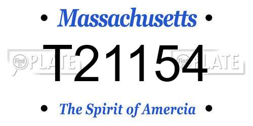 T21154 Massachusetts License Plate