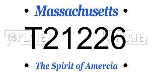 T21226 Massachusetts License Plate