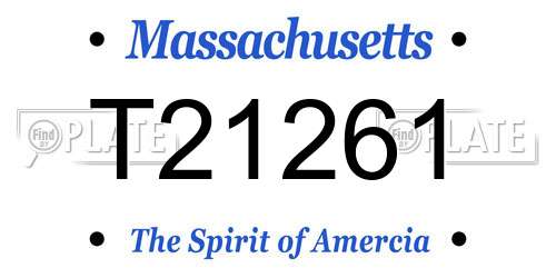 T21261 Massachusetts License Plate