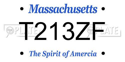 T213ZF Massachusetts License Plate