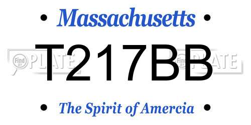 T217BB Massachusetts License Plate