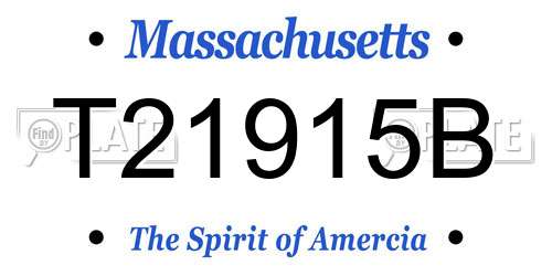 T21915B Massachusetts License Plate
