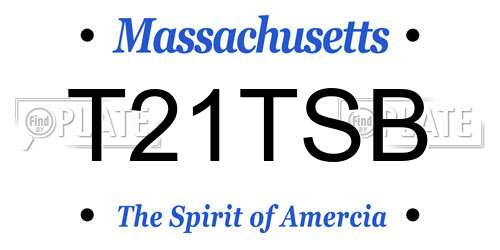 T21TSB Massachusetts License Plate