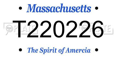 T220226 Massachusetts License Plate