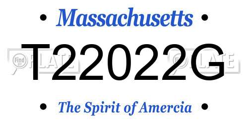 T22022G Massachusetts License Plate