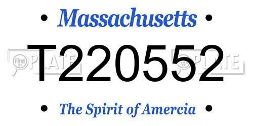 T220552 Massachusetts License Plate