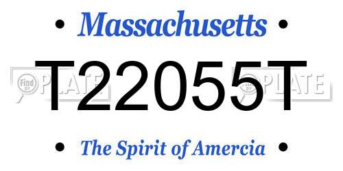 T22055T Massachusetts License Plate