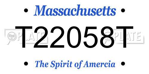 T22058T Massachusetts License Plate