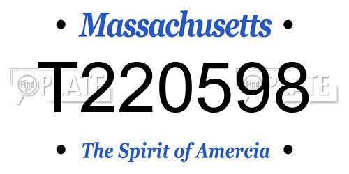 T220598 Massachusetts License Plate