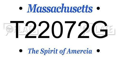 T22072G Massachusetts License Plate