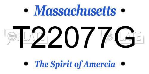 T22077G Massachusetts License Plate