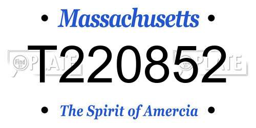 T220852 Massachusetts License Plate