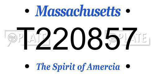 T220857 Massachusetts License Plate