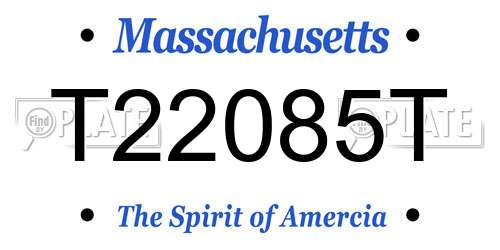 T22085T Massachusetts License Plate
