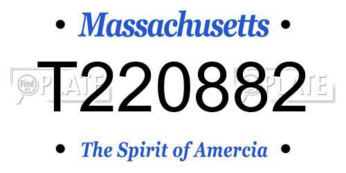 T220882 Massachusetts License Plate