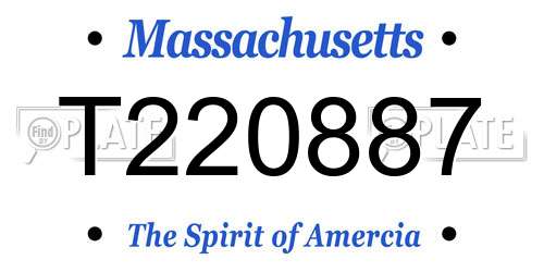 T220887 Massachusetts License Plate