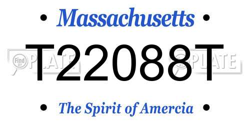 T22088T Massachusetts License Plate
