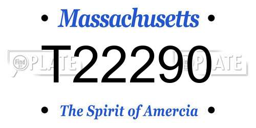 T22290 Massachusetts License Plate