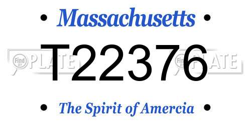 T22376 Massachusetts License Plate