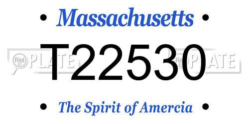T22530 Massachusetts License Plate