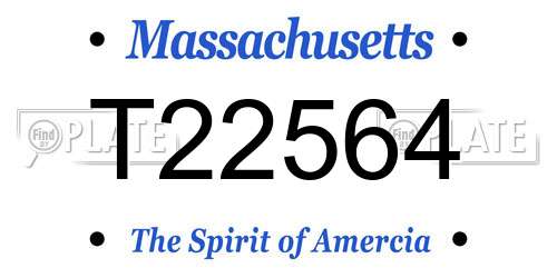 T22564 Massachusetts License Plate