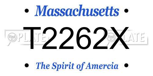 T2262X Massachusetts License Plate