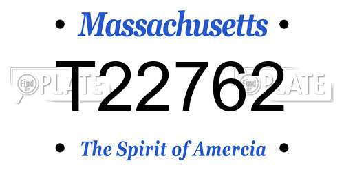 T22762 Massachusetts License Plate