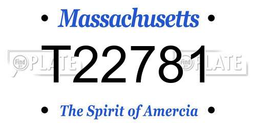 T22781 Massachusetts License Plate