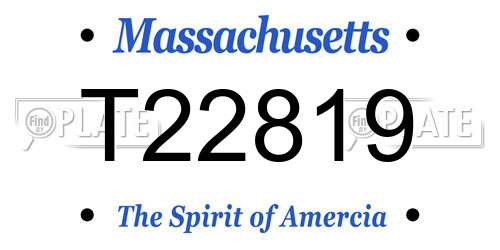 T22819 Massachusetts License Plate