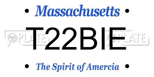 T22BIE Massachusetts License Plate