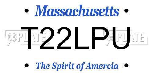 T22LPU Massachusetts License Plate