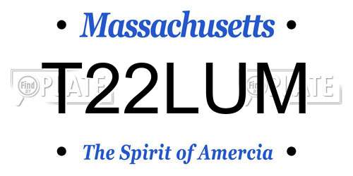 T22LUM Massachusetts License Plate
