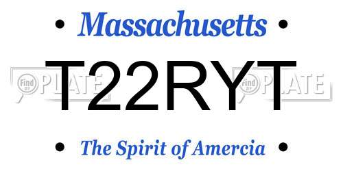 T22RYT Massachusetts License Plate