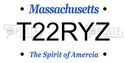T22RYZ Massachusetts License Plate