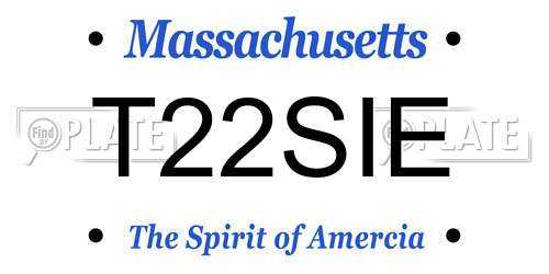 T22SIE Massachusetts License Plate