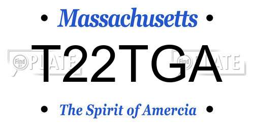 T22TGA Massachusetts License Plate
