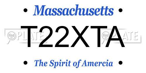 T22XTA Massachusetts License Plate