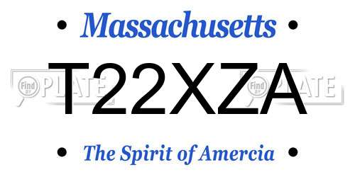 T22XZA Massachusetts License Plate