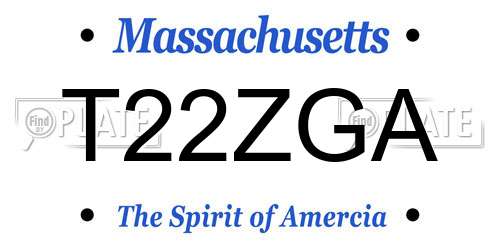 T22ZGA Massachusetts License Plate
