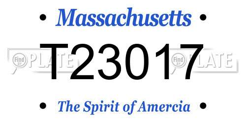 T23017 Massachusetts License Plate
