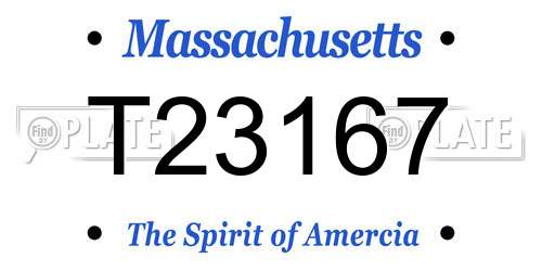 T23167 Massachusetts License Plate