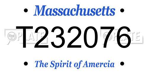 T232076 Massachusetts License Plate