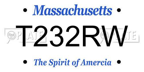 T232RW Massachusetts License Plate